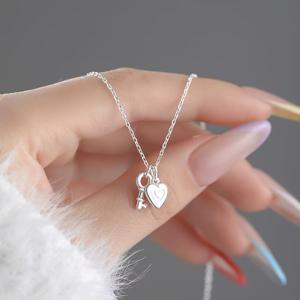 TEMU 여성을 위한 심플하고 세련된 하트 키 목걸이, 기념일 생일 선물, 데일리 웨어