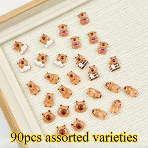 TEMU 90개 혼합 고품질 패셔너블 카피바라 레진 플랫백 비즈 | 스크랩북, 공예 및 네일 아트 장식에 적합하며 크리스마스 및 새해 선물로 이상적입니다.