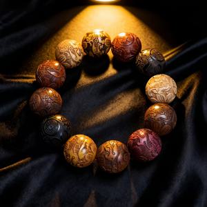 TEMU 부를 끌어들이는 보물.20mm X 12개 정교하게 조각되고 꼼꼼하게 수작업된 수공예 비즈, 평상복과 특별한 날에 완벽. 번영과 행운을 상징하는 남녀공용 주얼리. 사계절용 빈티지 스타일 디자인