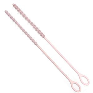 TEMU 실리콘 빨대 청소 브러쉬 | 매우 긴 슬림 브러쉬 헤드, 좁은 튜브용으로 설계, 뚜껑 빨대/병 빨대/보온병 컵에 쉽게 닿아, 음식용 등급의 유연성으로 꼼꼼한 얼룩 제거