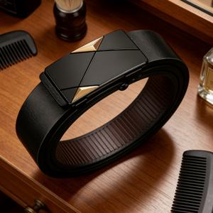 TEMU 1 남성용 정품 가죽 벨트 - 비즈니스 캐주얼 스타일, 자동 버클, 내구성, 중간 사이즈 - 어떤 행사에도 적합, 완벽한 선물 선택