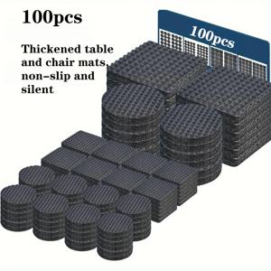 TEMU 가구 보호 패드 100개입 4가지 사이즈 | 두꺼운 자체 접착式 EVA 펠트 바닥 보호대 | 미끄럼 방지, 소음 감소 및 스크래치 방지 의자 다리 패드 | 견목류/합성목재 바닥, 소파, 테이블, 침대용 | 가정 및 상업용