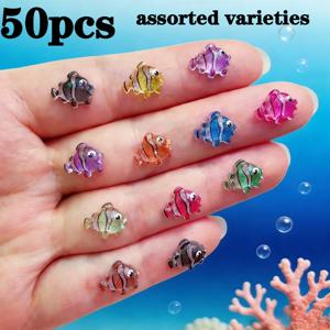 TEMU 50개 혼합 색상 미니 레진 납작 뒷면 물고기 장식 | 네일 아트, 헤어 장식, 귀걸이, 의류, 신발, 휴대폰 케이스 및 기타 주얼리 공예에 이상적, 봄 축제, 부활절 및 캠퍼스 테마에 완벽