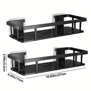 TEMU 2개 무타공 블랙 벽걸이 선반, 샤워 선반 세트, 공간 절약형 걸이형 수납함, 샴푸 컨디셔너 등에 적합, 욕실 수납 솔루션 | 모던 욕실 선반, 욕실 수납함, 공간 절약형 수납 솔루션, 샤워 정리대, 수납함, 컴팩트 수납, 간편한 설치, 샤워 선반, 걸이형 선반, 공간을 중요시하는 사용자용