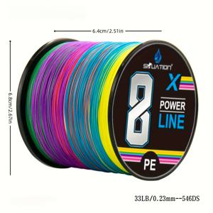 TEMU 8합 컬러풀 낚싯줄 롤 | 100M/300M/500M, 25LB/33LB/41LB/45LB/60LB/80LB/90LB, 초고강도, 생물 및 바다 낚시 메인 라인, 강력한 내마모성, PE 재질, 혼합 색상, by