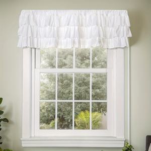 TEMU 1PC 화이트 프릴 농가 Valance 커튼 계층 부드러운 패브릭 소박한 국가 농가 Tiered Ruffles Valance, Windows 용 커튼 주방 홈 장식
