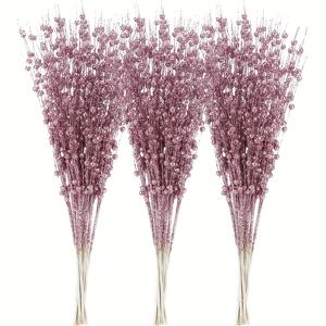 TEMU 4pcs 인공 글리터 베리 가지 장식, 장식 비드 스틱, 글리터 가지, 픽, 크리스마스 트리, 작은 꽃병, 휴일, 결혼식, 파티용 가지 (17 인치, 로즈 골드)