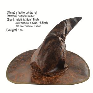 TEMU 여성용 할로윈 마녀 모자, 남성용 성인 마법사 코스튬, 롤플레잉 파티 장식, 넓은 챙의 뾰족 모자, 스타일링 가능한 검은색 버클이 있는 갈색 가죽 모자
