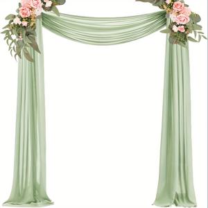 TEMU 1패널 72cm*500cm 웨딩 아치 드레이핑 원단 시폰 시스루 커튼, 결혼식 아버 약혼식 파티 브라이덜 샤워 장식 배경 천