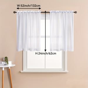 TEMU 2개 세트 모던 화이트 반투명 쇼트 커튼 - 주방 창문용 소형 툴 드레이프, 거실용 단색 시폰 커튼, 침실 창문 홈 데코 로드 포켓 드레이프