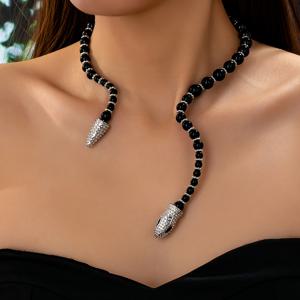 TEMU 고딕 신비한 패션 비즈 목걸이, 뱀 모양 주얼리 - 팔찌로도 사용 가능, 연회·파티·축제·할로윈에 적합