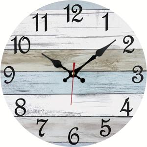 TEMU 빈티지 스타일의 무소음 벽시계, 러스틱 컨트리 테마 디자인, 욕실, 주방, 침실 및 거실 장식에 적합하며 축제 홈 데코에도 좋습니다.