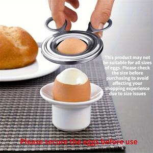 TEMU 1개 스테인리스 스틸 삶은 계란 토퍼 커터, 철 계란 껍질 오프너 스니퍼, 깨끗하고 정확한 계란 껍질 제거를 위한 충전되지 않은 주방 가제트