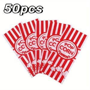 TEMU 플라스틱 팝콘 봉투 50개, 100개 또는 200개 세트 – 스네이크 및 간식용 용기, 영화 밤, 파티, 결혼식 및 카니발에 적합, 프라이에도 적합.