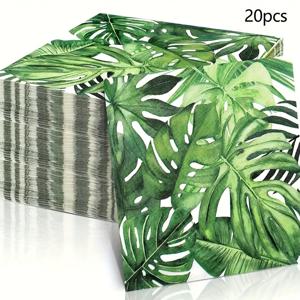 TEMU 20개입 트로피컬 팜 리프 일회용 종이 냅킨 - 하와이안 파티, 웨딩, 생일, 샤워를 위한 우아한 그린 & 화이트 리프 디자인 - 시크한 테이블 데코, 여름 파티 필수품, 할로윈, 크리스마스 이벤트 & 파티 용품 할로윈&크리스마스
