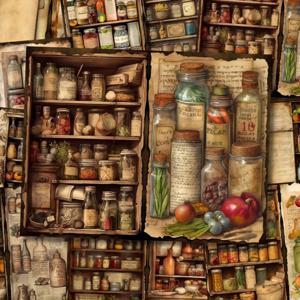 TEMU 빈티지 주방 식료품 저장실 수채화 디자인의 스크랩북 용지 10장 세트. 정크 저널 및 플로럴 저널링에 이상적이며, 예술적인 콜라주 및 캘리그라피 장식용 재료로도 사용 가능합니다.