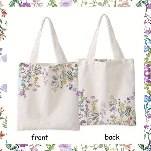 TEMU 1개, 꽃무늬 양면 프린트 캐주얼 토트백, 재사용 가능한 패셔너블 백팩, 다기능 핸드백, 레터 프린트 쇼핑백