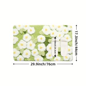 TEMU [다장 브랜드 플록스 카펫 1250G/㎡] 프레시 플로럴 패턴의 플록스 욕실 매트 1개입. 입체적인 느낌을 주는 높은 및 낮은 풀로즈와 작은 꽃이 특징입니다. 미끄럼 방지 및 흡수성이 뛰어나 가정용 욕실, 화장실에 적합합니다.