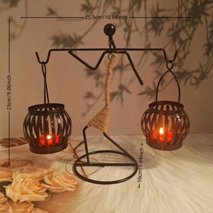 TEMU 다이닝 테이블, 벽난로 장식대, 파티룸 장식에 적합한 검은색 메탈 양초 홀더 베이스, 결혼식, 기념일, 생일, 로맨틱한 캔들 라이트 디너, 크리스마스, 새해, 부활절을 위한 축제 홈 데코에 이상적