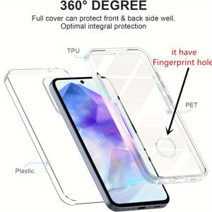TEMU 삼성 갤럭시 A17 A07 A06 A16 A26 A36 A56 A12 A13 A14 A15 A22 A23 A24 A25 A32 A33 A34 A35 A52 A53 A54 A55 A05S S25 S24 FE S23 울트라 S22 S21 플러스용 360도 투명 전면 후면 풀바디 보호 PC+소프트 더블 클리어 케이스