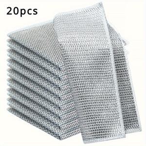 TEMU 5/10/20개입 다기능 메탈 미라클 클리닝 천, 확대된 메탈 설거지 수세미 패드, 습식 및 건식 메시 극세사 클리닝 천으로 적합, 금속, 주방, 식기류용