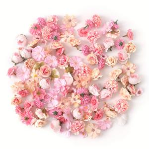 TEMU 120개 인조 꽃 머리 세트, 케이크 화환용 장미 머리, 결혼식, 브라이덜 파티, 베이비 샤워 및 홈 데코에 적합