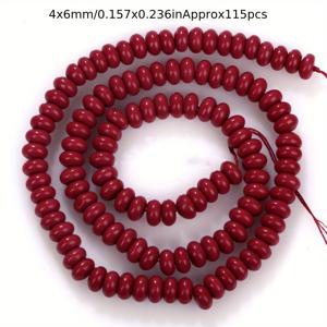 TEMU 2x4mm/4x6mm 붉은 산호 구슬 DIY 쥬얼리 만들기 - 목걸이, 팔찌, 액세서리 - 천연석, 기하학적 패턴, 세련된 디자인 - Teowaki 브랜드