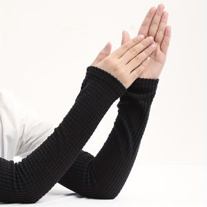 TEMU 여성용 따뜻한 팔토시, 가을/겨울용 긴 장갑, 남성용 두꺼운 기모 안감 손가락 없는 팔 보호대