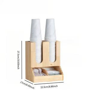 TEMU 바 카운터 밀크티 가게 종이컵 홀더, 컵 픽업 랙, 빨대 및 컵 칸막이, 커피용 다기능 창의적인 수납 랙, 아크릴/나무 컵 홀더