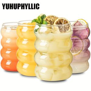 TEMU 4개 세트 물결 모양 버블 컵, 와인잔, 물결 컵, 아이스 커피용 창의적인 유리 제품, 칵테일, 커피, 소다, 주스, 맥주, 와인, 샴페인 및 혼합 음료에 적합, 가정 주방 또는 바에 적합