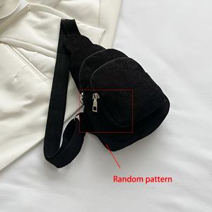 TEMU 여성용 단색 크로스백 체스트백, 새로운 셔닐 벨벳 웨이스트백, 여행, 외출, 선물용 캐주얼 싱글숄더 크로스백