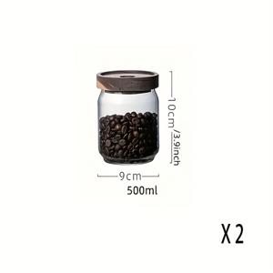 TEMU 2개 유리 보관 용기 - -등급, 투명, 나무 뚜껑 포함 - 커피 원두, 스낵, 사탕, 향신료 보관에 적합 - 축제 테마 주방 용기. 나무 뚜껑 포함 - 손세척, 다용도, 재사용 가능한 원형 용기 (플립형 뚜껑)