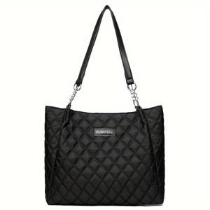 TEMU 퍼펙트 릴리 여성용 대용량 체크 토트백 - 일본/한국 스타일 호환 & 핸드백, 지퍼 클로저, 세탁 가능한 소재 & 스트랩 - 우아한 캐주얼 디자인, 직장, 여행, 일상 사용 (일본/한국)