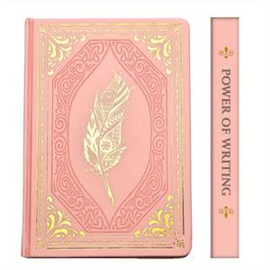 TEMU 1개 레트로 가죽 저널, 320페이지 두꺼운 종이, A5 사이즈, 금색 가장자리 하드커버 바인딩, 납작한 격자형 고급 다이어리 (남성 여성 대학 학생용)