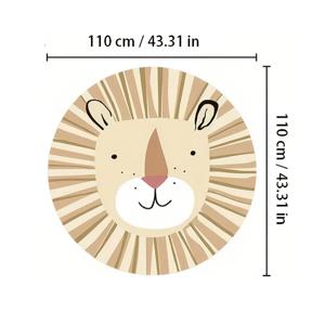 TEMU 사자 만화 라운드 플러시 소프트 카펫, 10mm 미끄럼 방지 세탁 가능한 고밀도 폴리에스터 100.00% 기계 제조 가정 장식