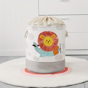 TEMU 대용량 캐릭터 보관 바구니 (뚜껑 포함) - 사자 & 공룡 디자인, 패브릭 정리함, 빨래 바구니, 스타일, 선반 바구니