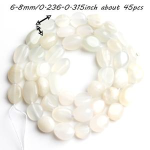 TEMU 우아한 화이트 문스톤 비즈 6-8mm - DIY 주얼리 만들기용 부드러운 천연 스페이서 비즈, 팔찌 & 목걸이에 완벽, 공예 및 액세서리에 이상적