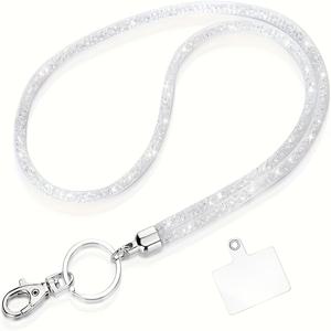 TEMU 1개 업그레이드 반짝이 매달이 끈, 워크 ID, 체스트 배지, 키체인 목걸이용 패션 액세서리, 우아한 폰 후크, 팔찌 키체인, 정교하고 우아한 디자인, 편안하고 쉽게 착용 가능, 내구성 강화, 입자 떨어짐 없음, 머리카락에 달라붙지 않음, 신제품 업그레이드 버전