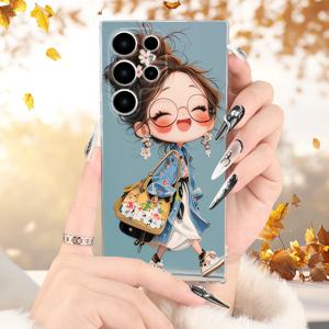 TEMU 휴대폰 케이스 - 창의적 - 활기찬 소녀 쇼핑 - 투명한 질감 - 변색 및 내구성 - 프린트 휴대폰 케이스 - 삼성 갤럭시 S20 FE/S21 FE/S23/A52/A54/A53/A14/A25/A34/A32/A05S/A15 시리즈에 적합 - 완벽한 선물 선택