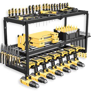 TEMU 7구 드릴 비트 홀더 고강도 금속 공구 정리대/고강도 벽걸이형 다용도 랙, 전동 공구 보관용, 드릴 구멍 포함, 드라이버 홀더가 있는 금속 차고 정리대, 블랙 걸이형 공구 랙. 전동 공구에 적합, 차고 작업장, 페그보드, 창고 보관소에 최적 - 고강도, 다용도 선반