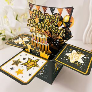 TEMU 3D 팝업 생일카드 박스, 핸드메이드 종이 조각 디자인 - 독특한 카툰 테마, 누구에게나 어울리는 인사말 - 완벽한 휴일 선물 아이디어