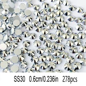 TEMU 사랑, , 핫픽스 없는 유리 플랫백 라인스톤, 네일 아트, 의류, 가방, 신발, 컵, 폰 케이스, DIY 장식, 공예, 실버, SS6-SS30
