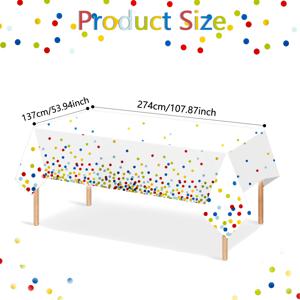 TEMU 1개 물방울 무늬 테이블 커버, 생생한 물방울 무늬 패턴의 직사각형 테이블보, 피크닉, 결혼식 및 파티에 적합. 우아한 도트 및 별 디자인, 생일 축하, 베이비 샤워, 테마 이벤트 및 축제에 이상적