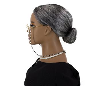 TEMU 할로윈 무대 공연용 코스프레 가발, 할머니와 할아버지 풀 헤드 가발 공연 소품