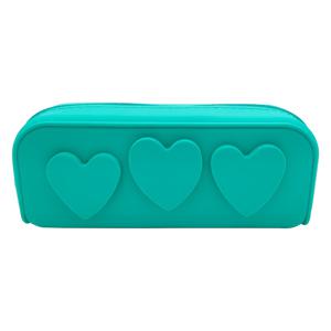 TEMU 실리콘 소재의 하트 모양 수납 가방, 뷰티 정리용 메이크업 연필 케이스, 야외 여행 및 캐주얼 휴대에 적합