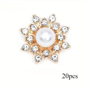 TEMU 20개 눈꽃 카보숑 메탈 베이스 스트라스 글리터 라인스톤 버튼, 의류 신발 가방 액세서리 DIY 공예용
