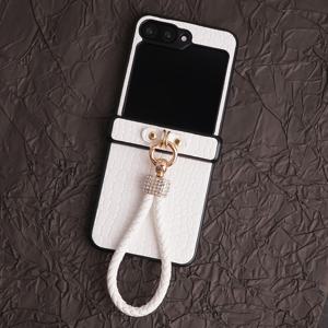 TEMU 럭셔리 악어 크로커다일 프린트 고광택 인조 가죽 인조 도금 랜야드 패션 폰 커버 삼성 갤럭시 Z 플립 7, Z 플립 7 FE, Z 플립 6, Z 플립 5, Z 플립 4, Z 플립 3 5G 폴딩 모바일 폰 보호 케이스