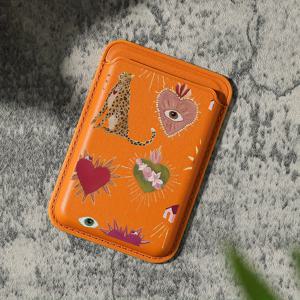 TEMU 2025년 신상 럭셔리 패셔너블 호랑이 & 표범 패턴 인조 PU 가죽 자석 카드 홀더 아이폰 16 15 14 13 12 프로 맥스용 PU 가죽 지갑 부착물, 1-2장의 카드 보관, 내장 보안 포켓 KA1 장착