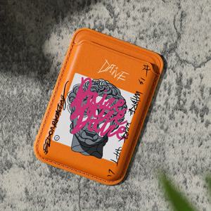 TEMU 고급스러운 패셔너블한 독특한 조각 패턴 인공 PU 가죽 자석 카드 홀더 아이폰 16 15 14 13 12 프로 맥스용, PU 가죽 지갑 부착물, 1-2장의 카드 보관, 내장 보안 포켓 장착