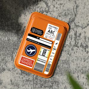 TEMU 2025년형 신상 고급스러운 패션 라벨 그래프 패턴 인조 가죽 마그네틱 카드 홀더 아이폰 16 15 14 13 12 Pro Max 호환 인조 가죽 지갑 액세서리, 카드 1-2장 수납 가능, 내장 보안 포켓 KA1 장착